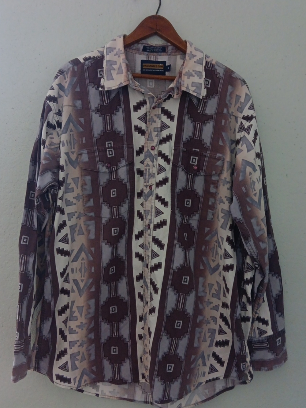 Panhandle Slim Brown & Cream Geometric Western Shirt